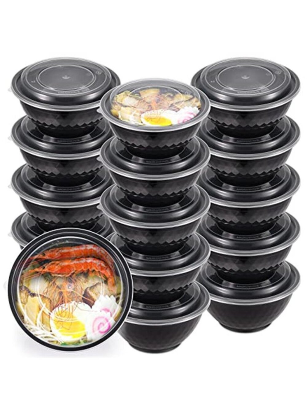 36oz Extra-Thick Meal Prep Bowls with Lids, Plastic Containers with Clear Covers